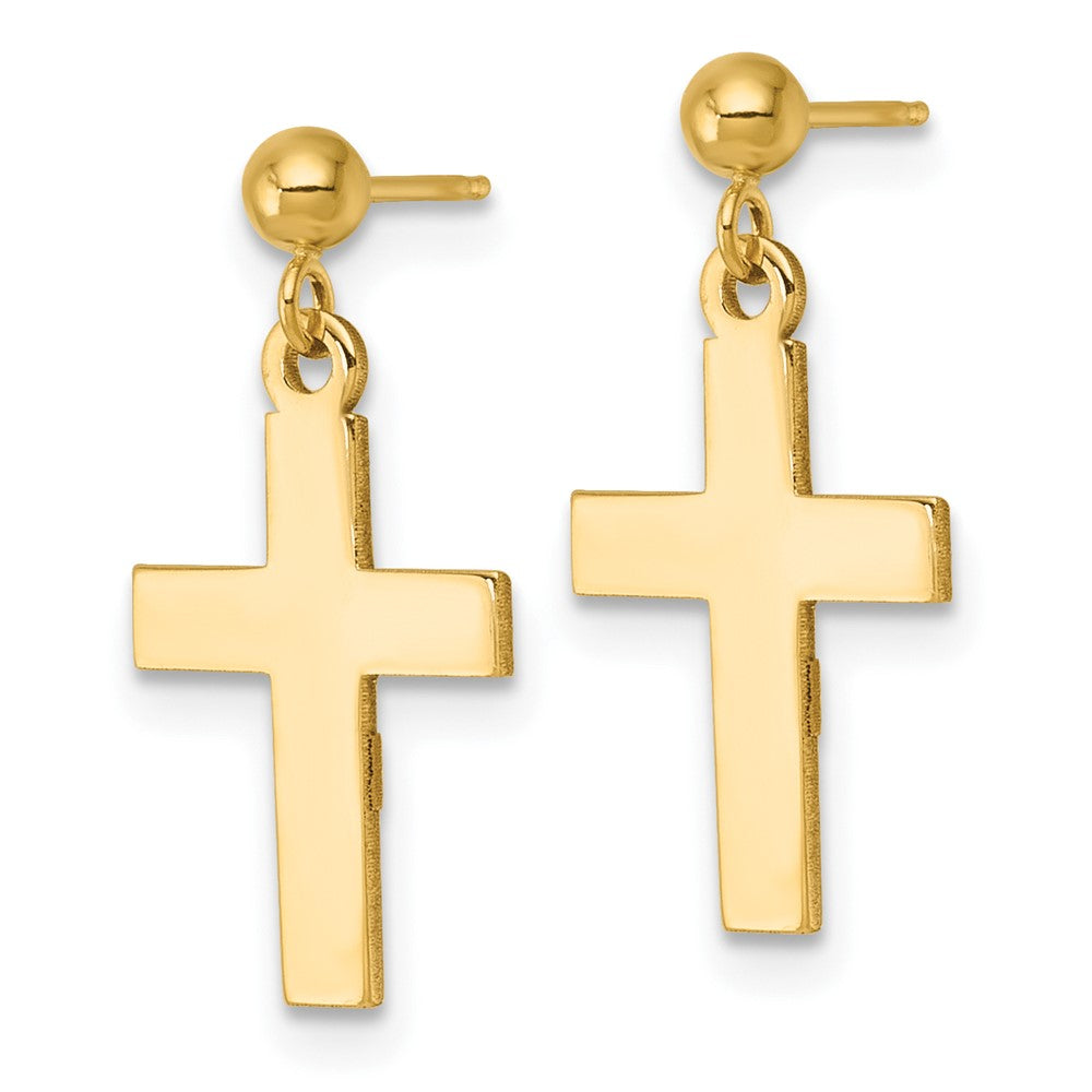 14K Gold Polished Cross Earrings