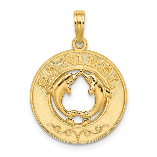 14K SANIBEL w/Dolphins Circle Charm