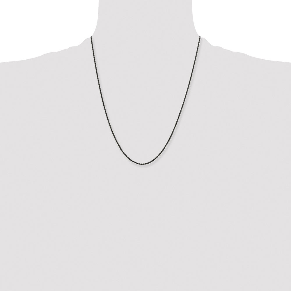 Stainless Steel Polished Black IP-plated 1.5mm 22in Rope Chain