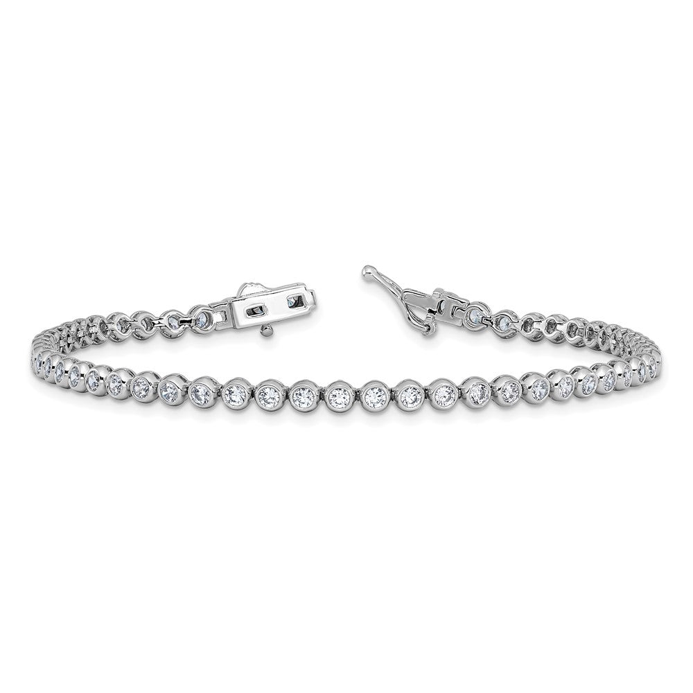 Sterling Shimmer Sterling Silver Rhodium-plated Bezel Set 2.5mm CZ 55 Stone 8 inch Bracelet 8 inches