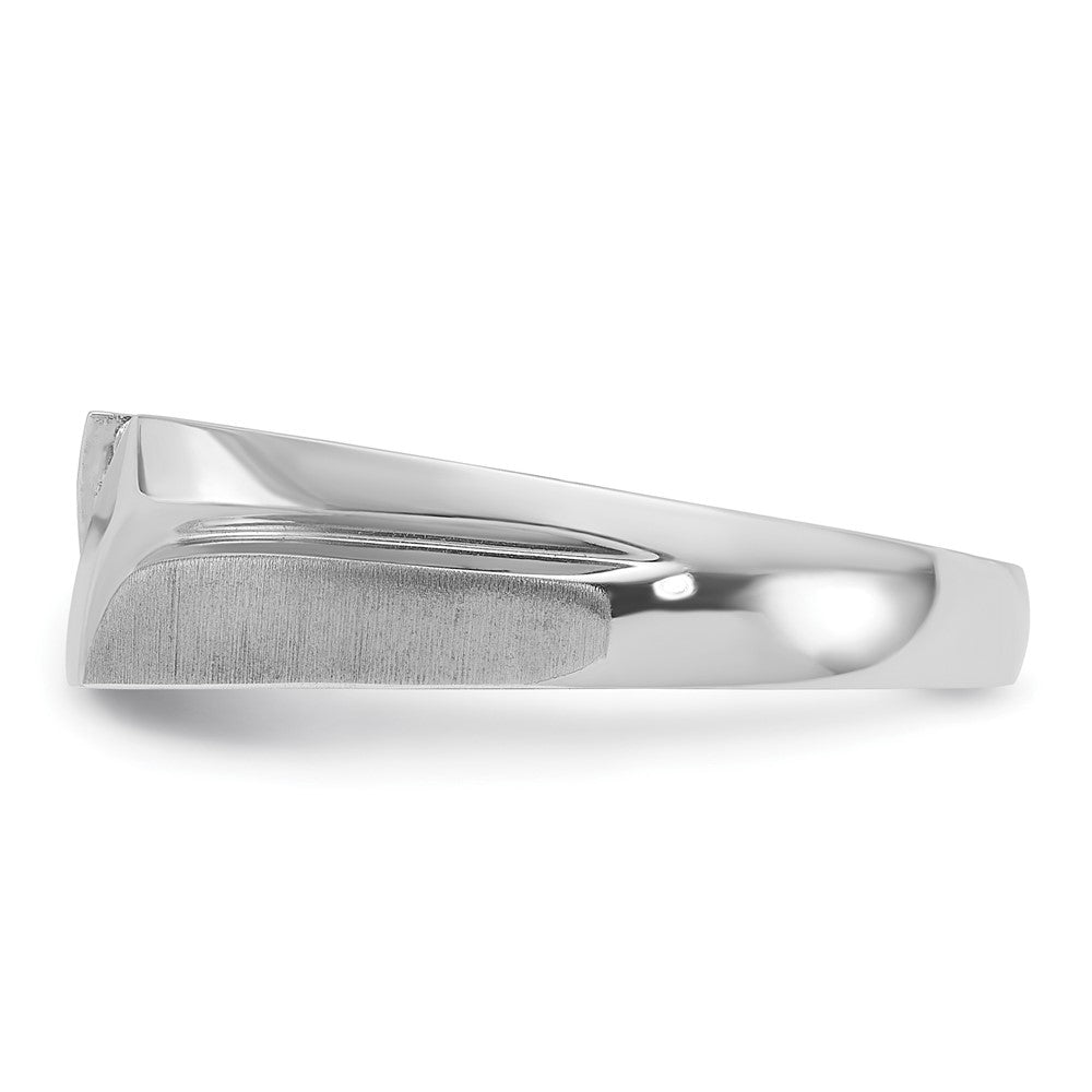IBGoodman 14k White Gold Men's Polished Satin and Grooved 5-Stone 1/20 Carat AA Quality Diamond Ring
