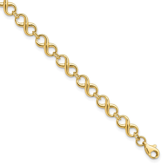 14K Polished Infinity Bracelet