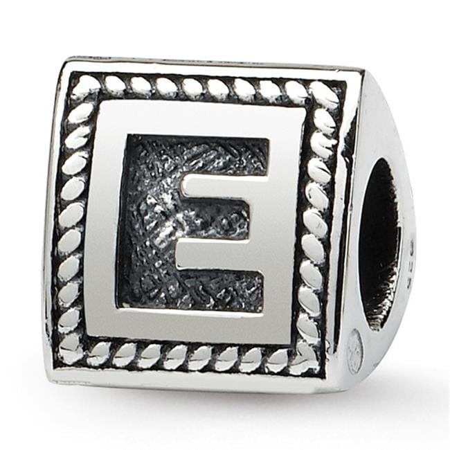 Reflection Beads QRS1429E Sterling Silver Letter E Triangle Block Bead