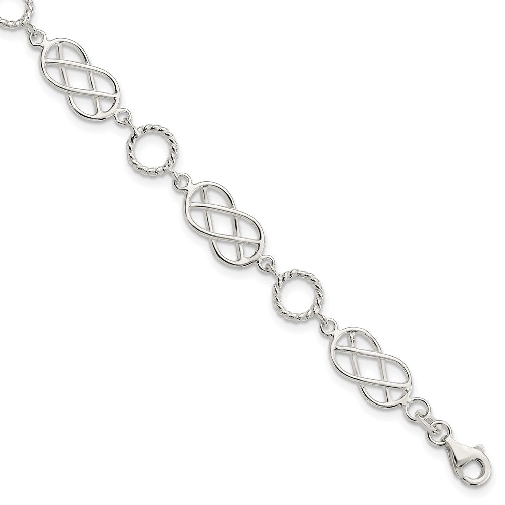 Sterling Silver Pretzel Circle Bracelet 7.25 inches