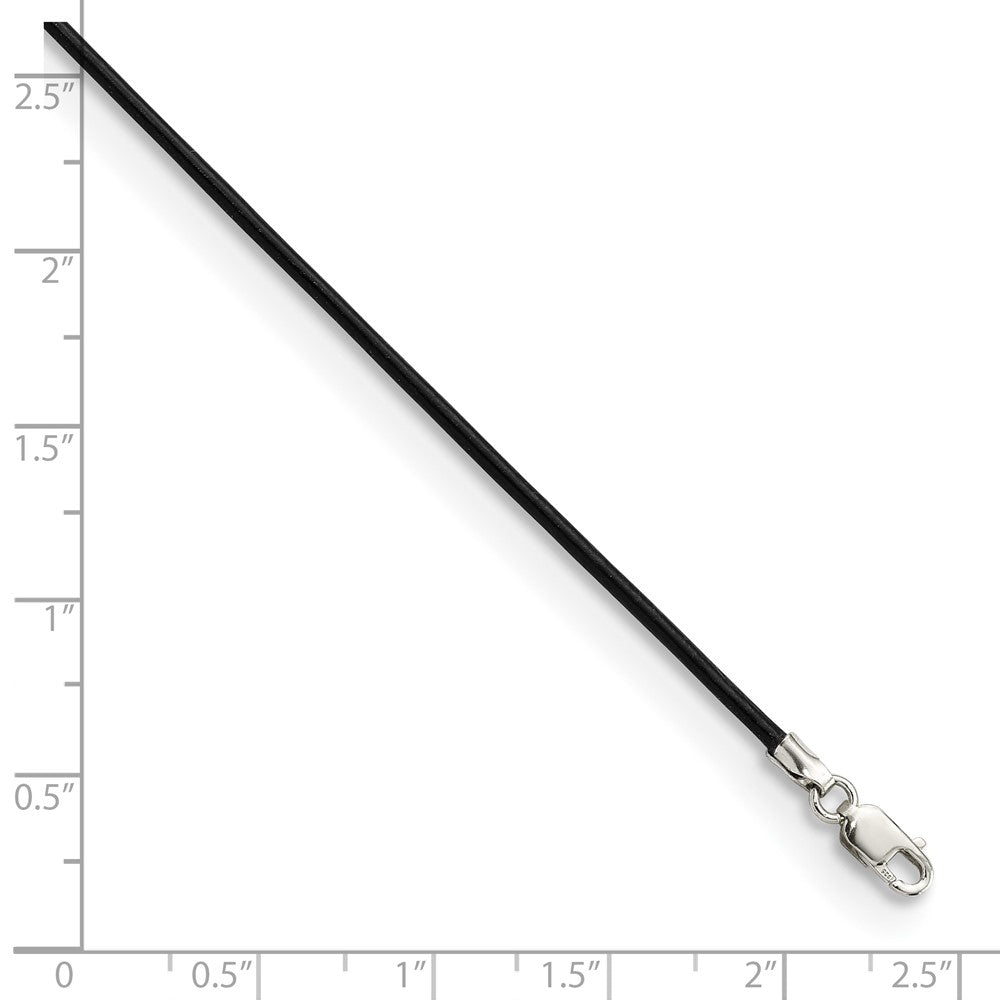 Sterling Silver 18inch 1.5mm Black Leather Cord Necklace 18 Inches