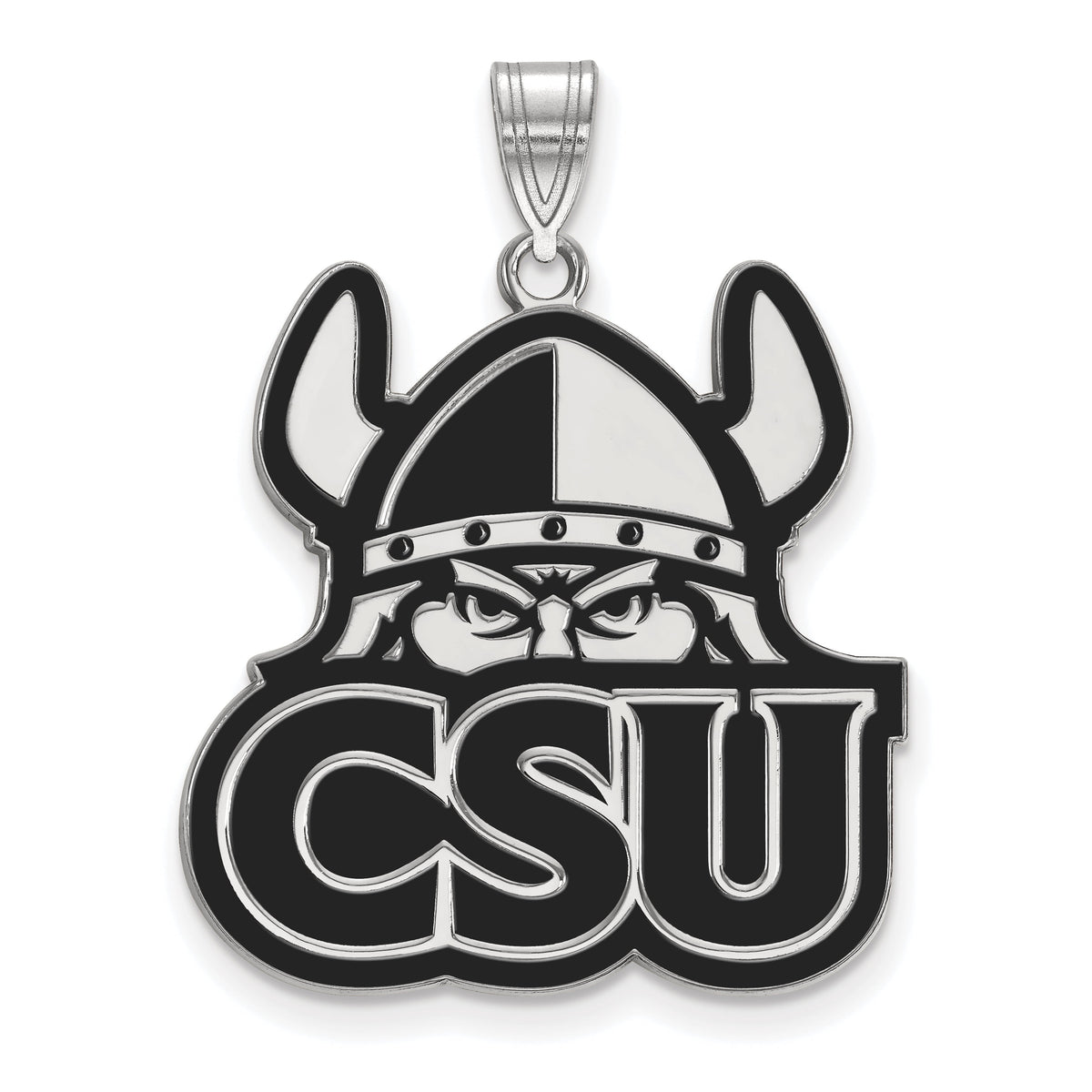 LogoArt Sterling Silver Cleveland State University XL Enamel Pendant Necklace