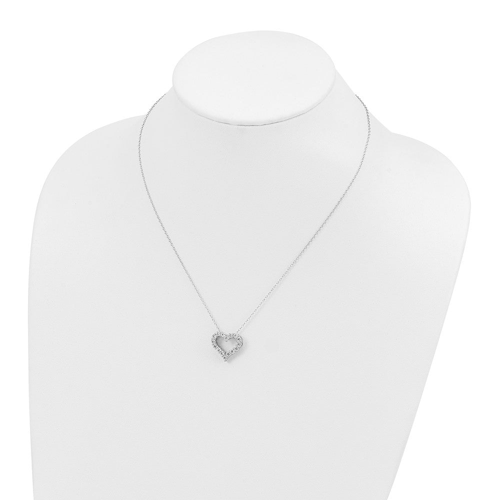 Sterling Silver Rhodium-plated Diamonore Heart 16 in w/2in ext Necklace
