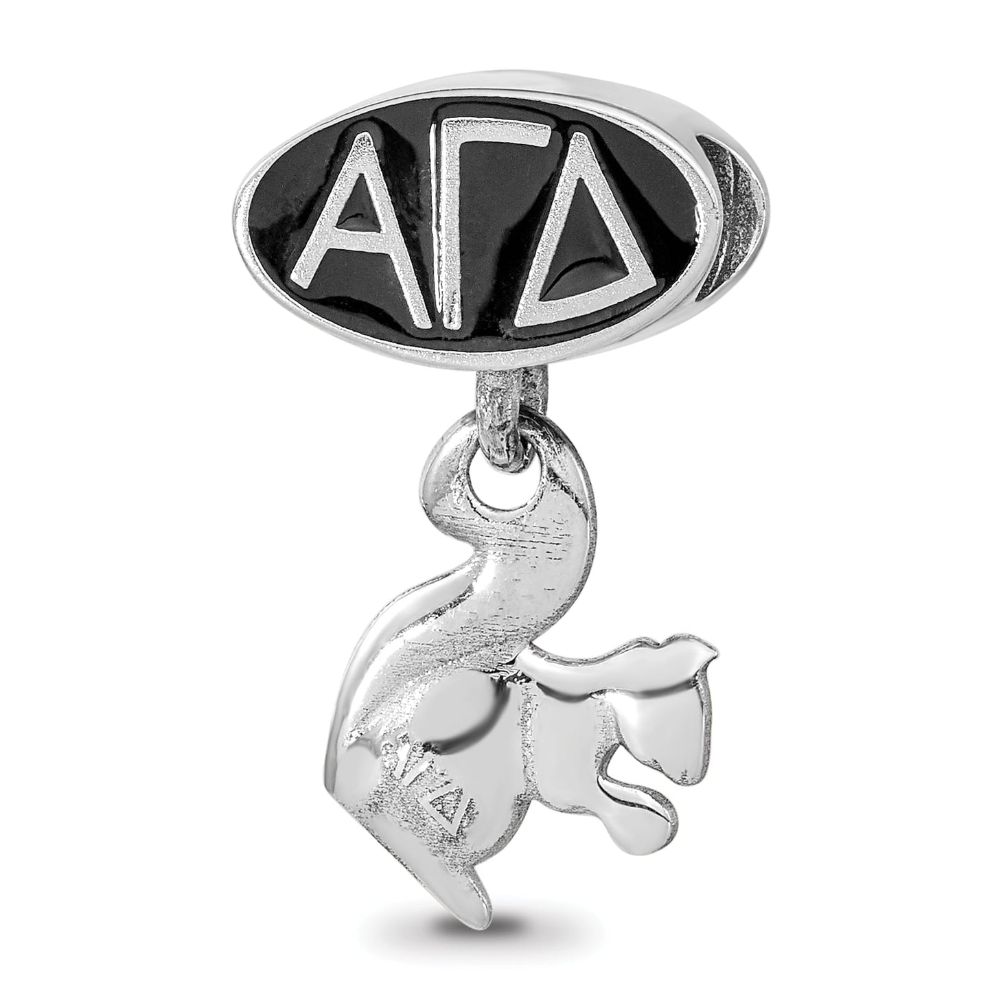 LogoArt Sterling Silver Alpha Gamma Delta Oval Bead Charm With Squirrel Dangle Bead Charm