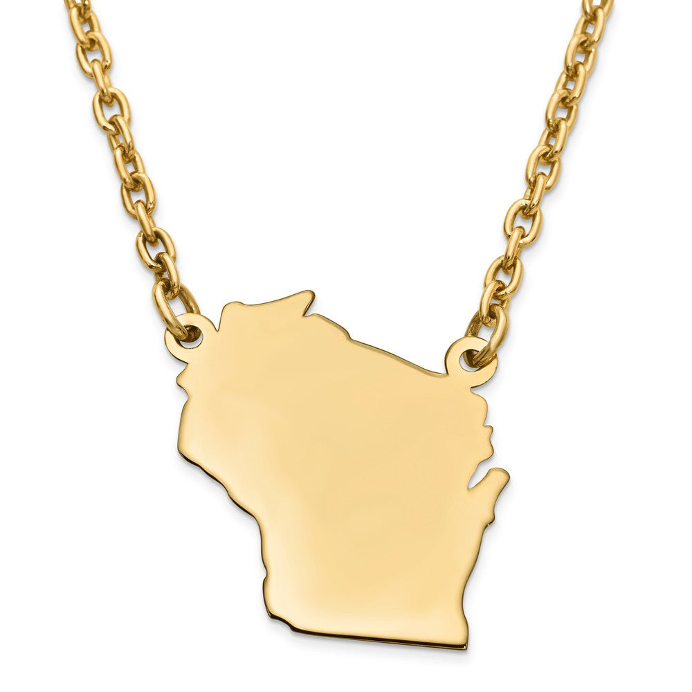 Sterling Silver/Gold-plated Wisconsin State Necklace