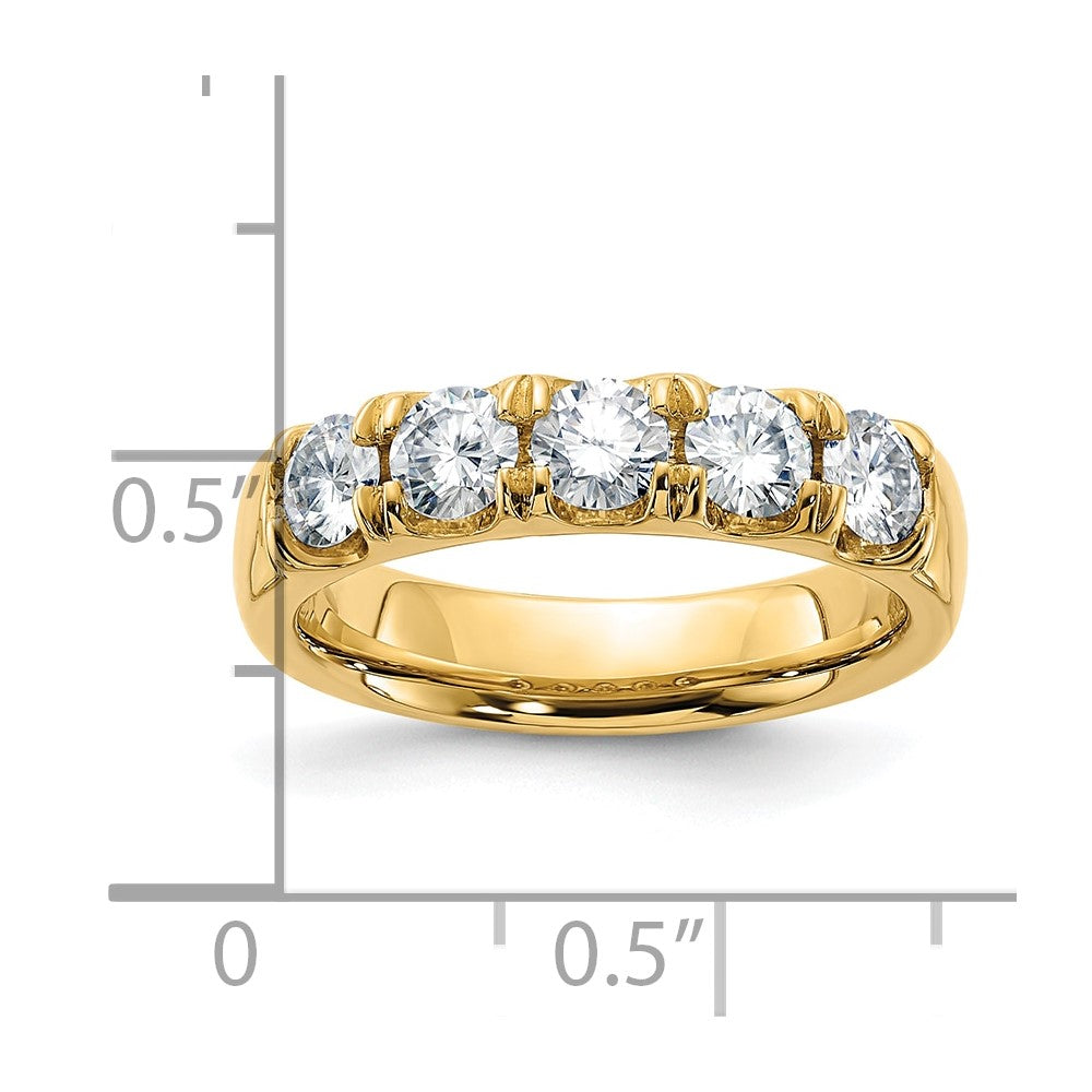 14ky 1ct. 5 Stone D E F Pure Light Moissanite Band