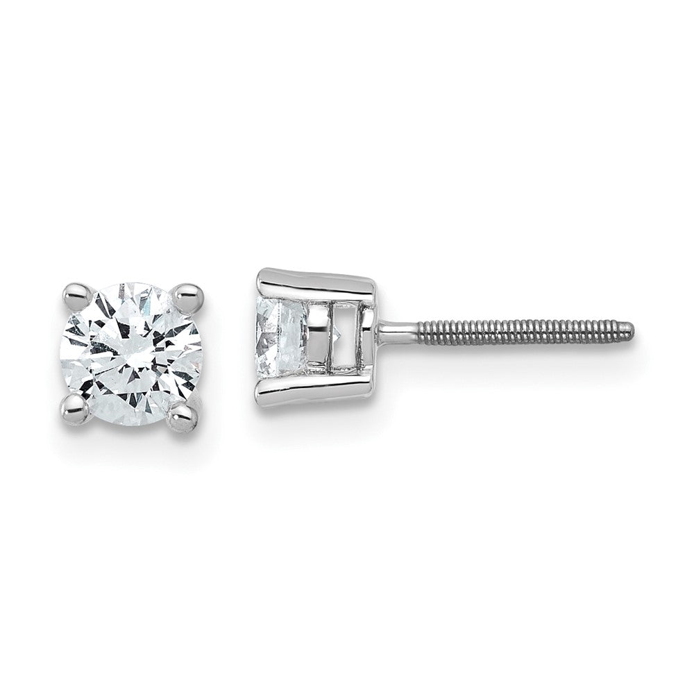 14k White Gold 3/4 ctw Lab Grown Diamond VS/SI+ G+ Round 4 Prong Heavy Wt. Screwback Stud Earrings