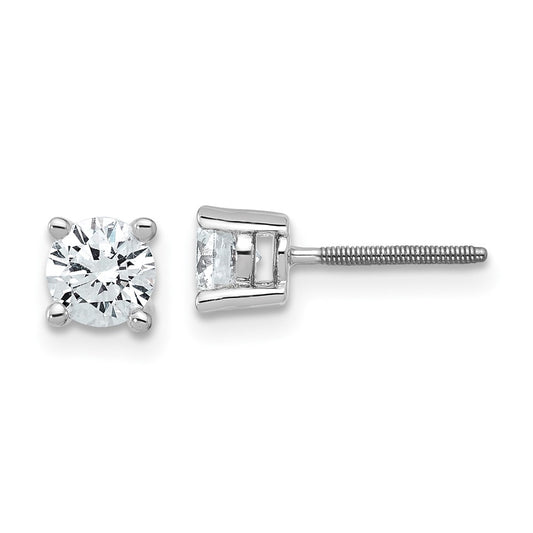 14k White Gold 3/4 ctw Lab Grown Diamond VS/SI+ G+ Round 4 Prong Heavy Wt. Screwback Stud Earrings