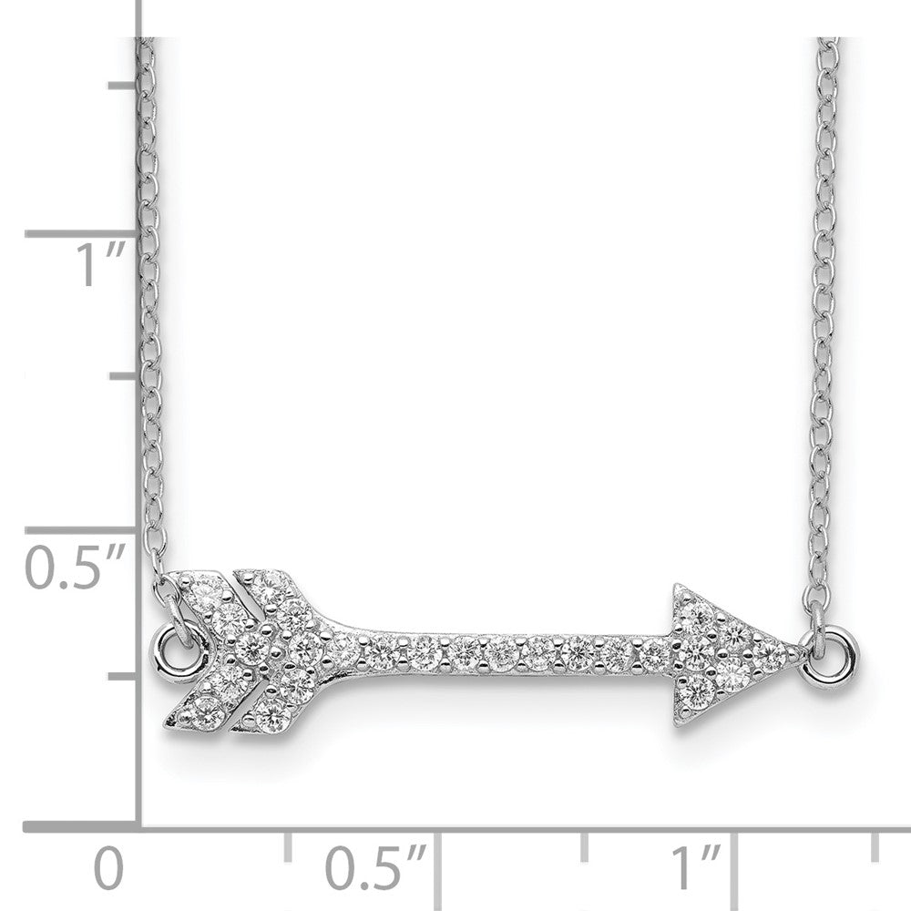 Sterling Silver Rhodium-plated CZ Arrow w/2in ext. Necklace 16 Inches