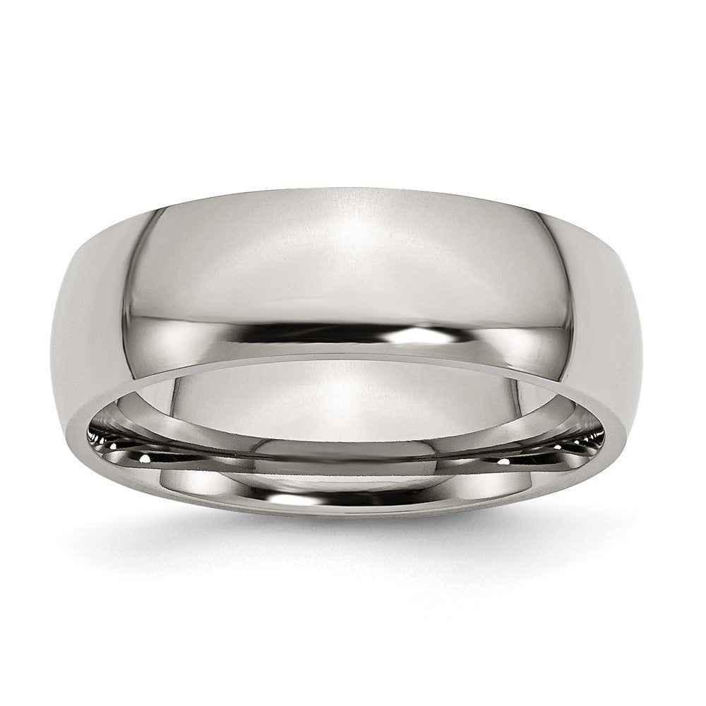 Titanium Polished 7mm Half Round Band Size - 11.5