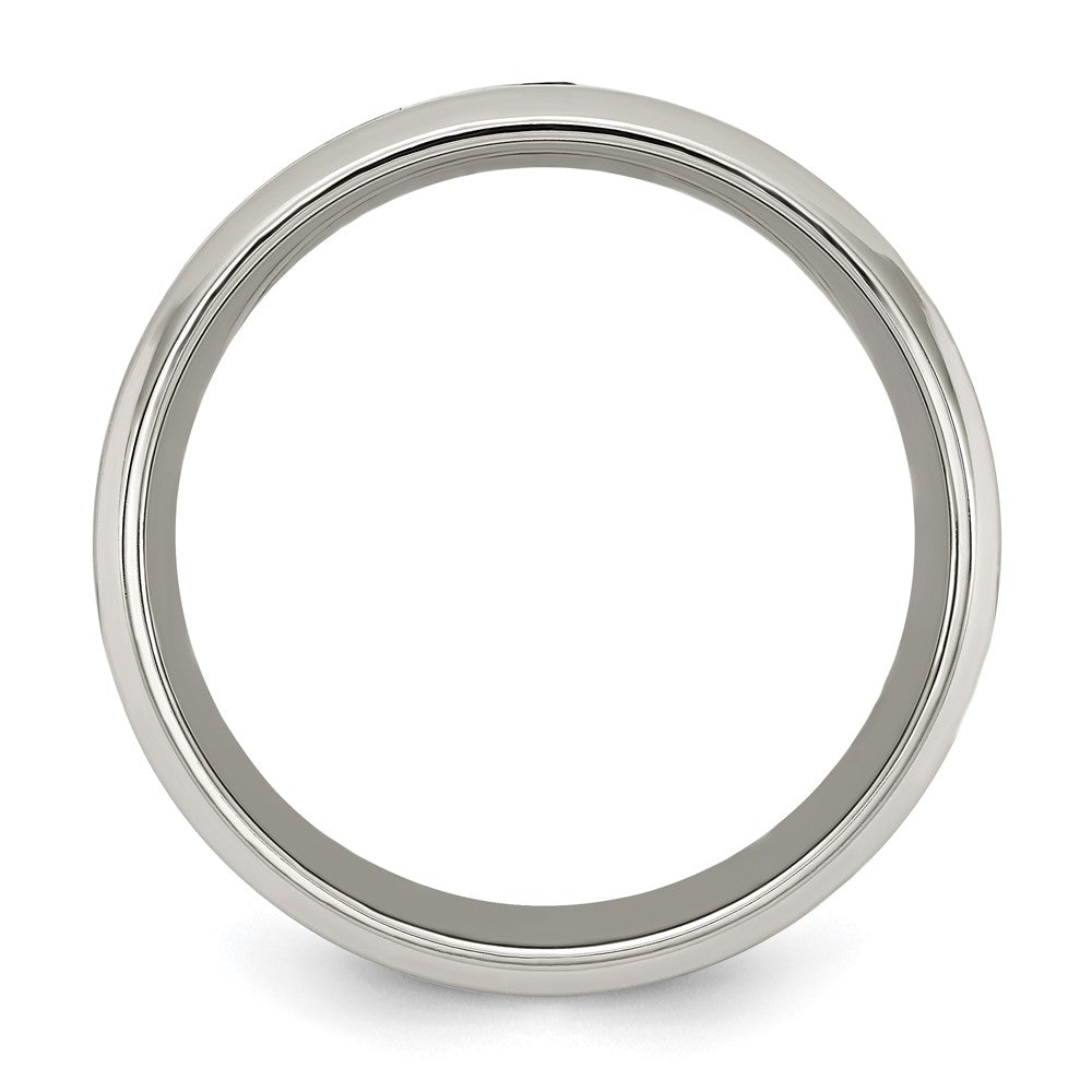 Titanium Polished with Black Carbon Fiber Inlay & CZ 8mm Band Size - 9.5
