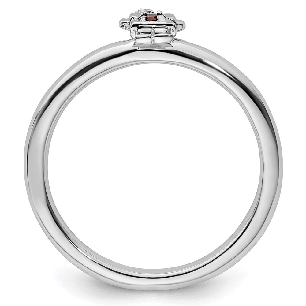 Sterling Silver Stackable Expressions Rhodium Garnet Girl Ring