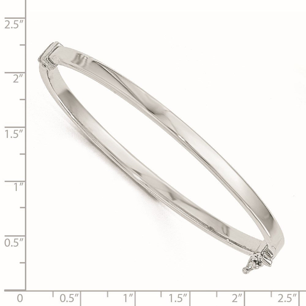 14K with White Rhodium Plating Polished Hinged Bangle 6.75  inches