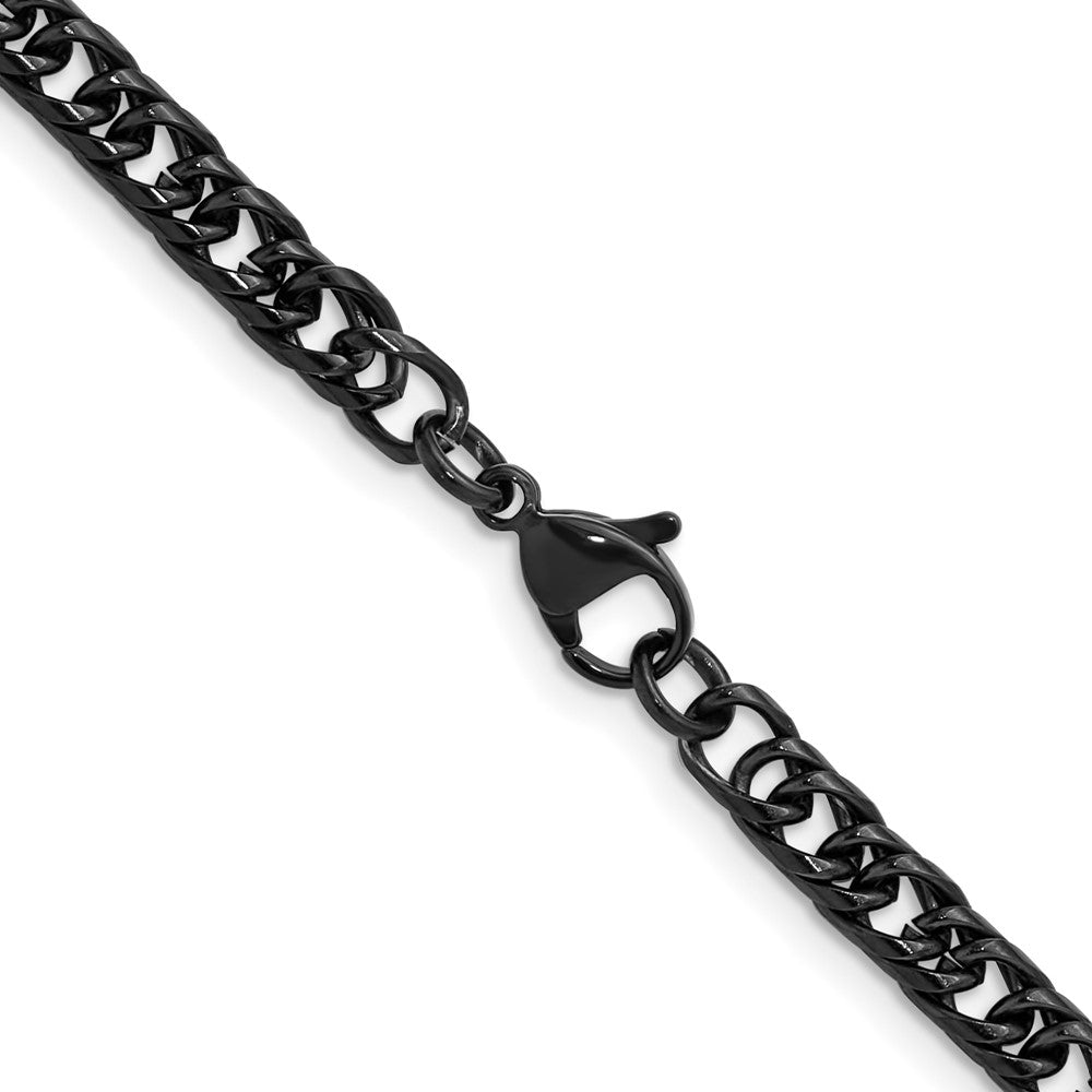 Chisel Stainless Steel Polished Black IP-plated 5mm 22 inch Double Curb Chain