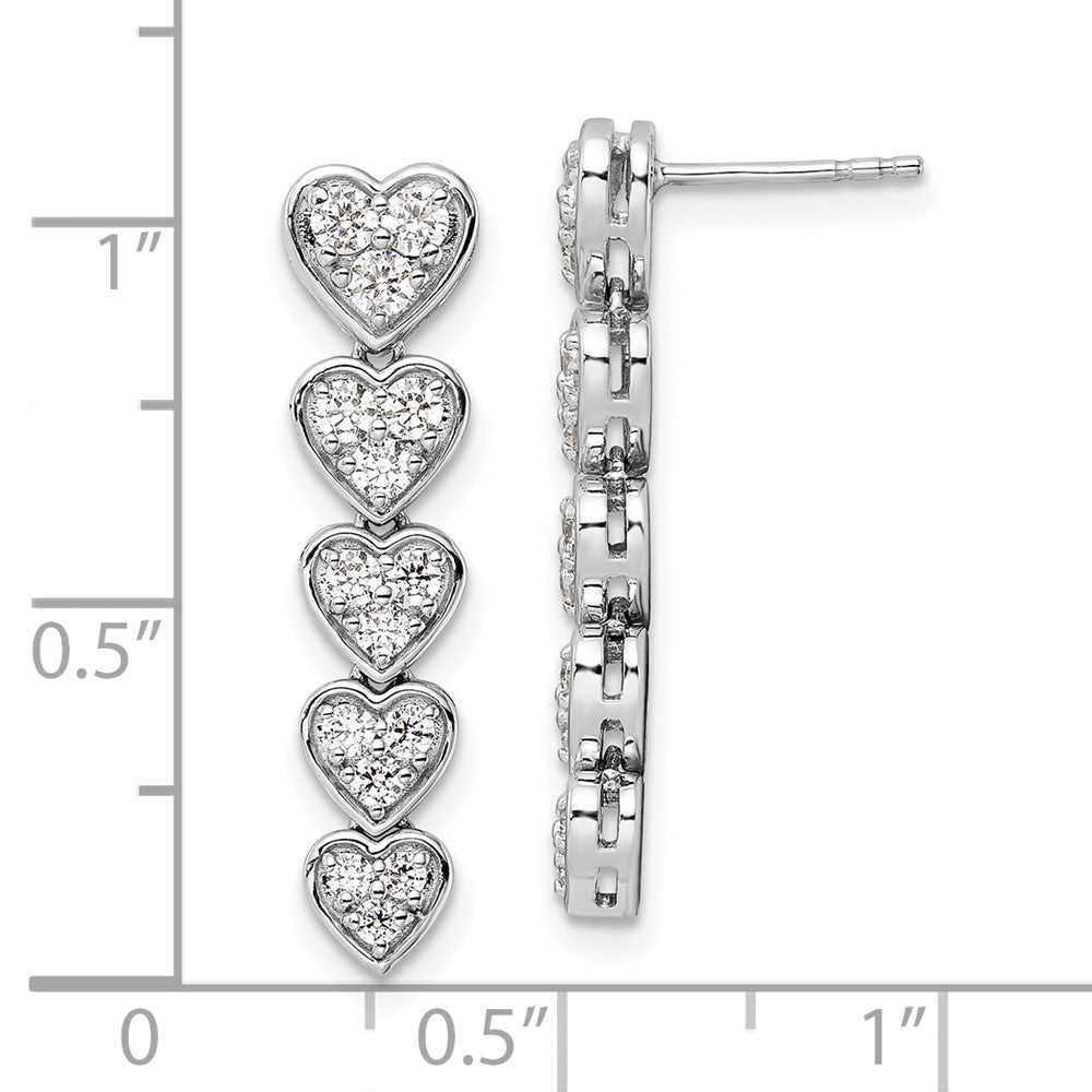 True Origin 14K White Gold 1 Carat Lab Grown Diamond VS+ F+ Complete Heart Dangle Post Earrings