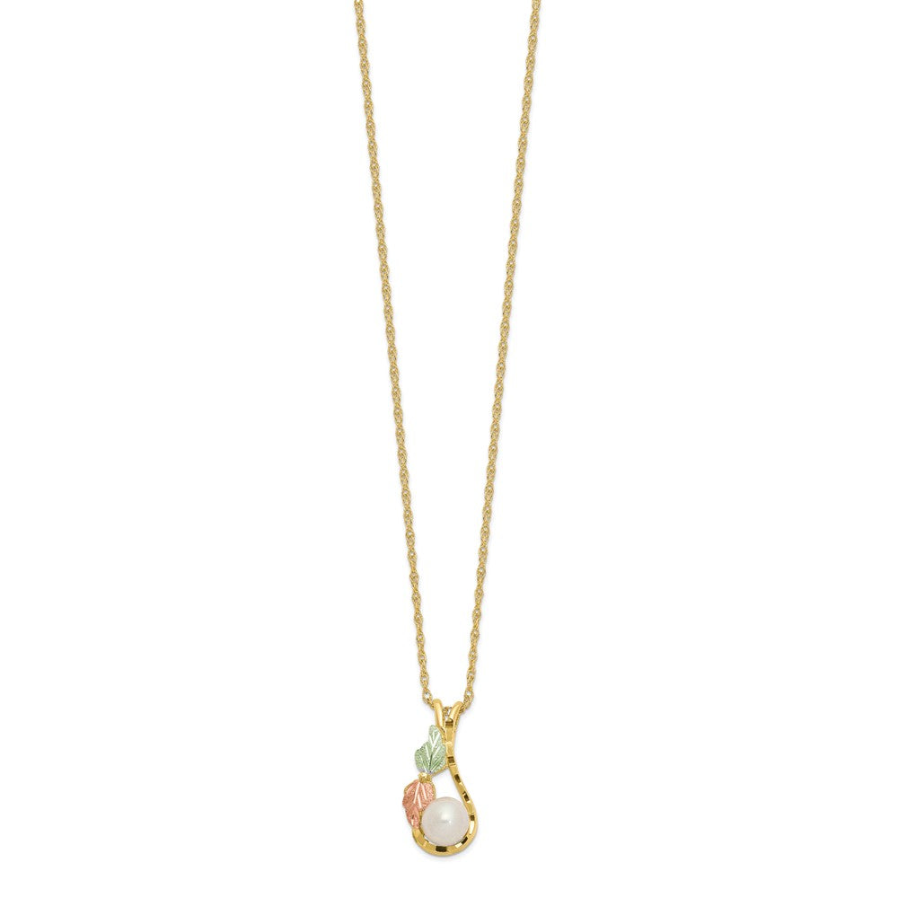 10K Tri-color w/12K Accents FWC Pearl Black Hills Gold Necklace