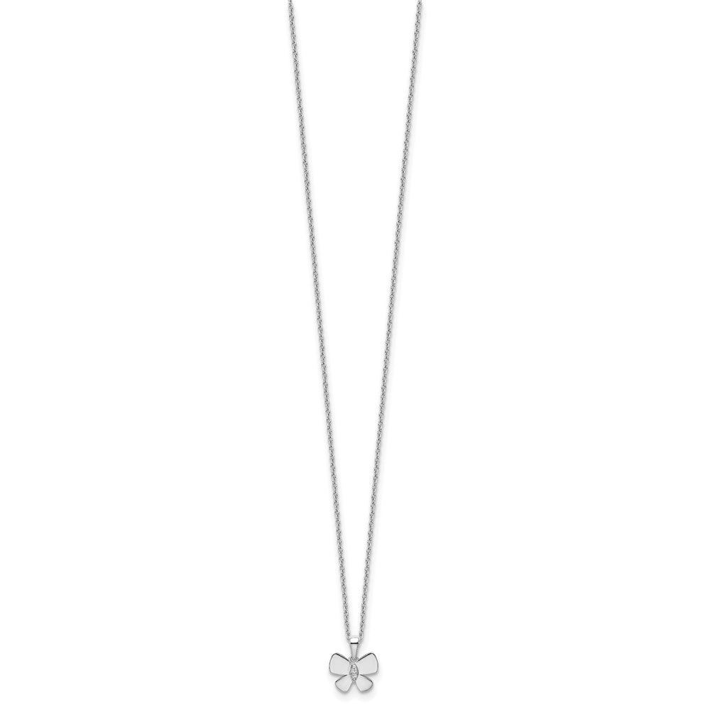 White Ice Sterling Silver Rhodium-plated 18 Inch Diamond Butterfly Necklace with 2 Inch Extender 18 Inches