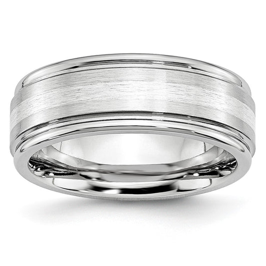 Cobalt Sterling Silver Inlay Satin and Polished 8mm Band Size - 12