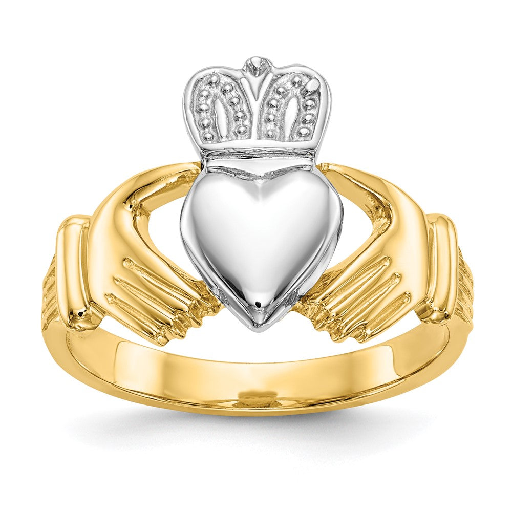 14k Mens Two-tone Claddagh Ring Size 9