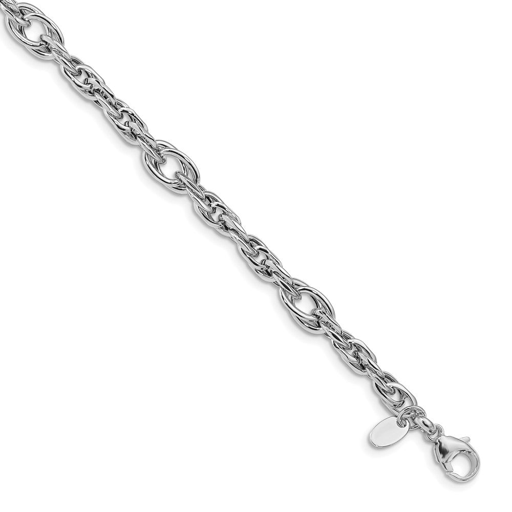14k White Gold Polished Link Bracelet 7.5  inches
