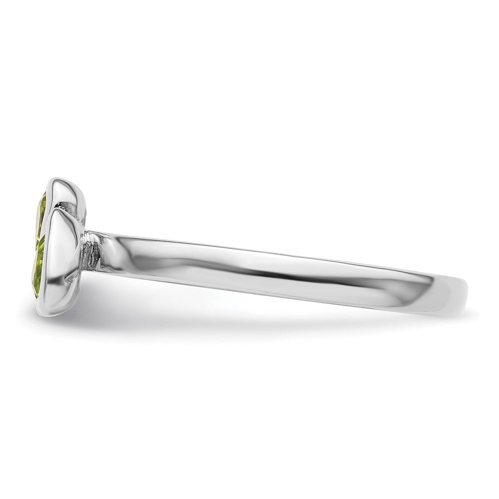 Sterling Silver Stackable Expressions Peridot Double Heart Ring Size -9