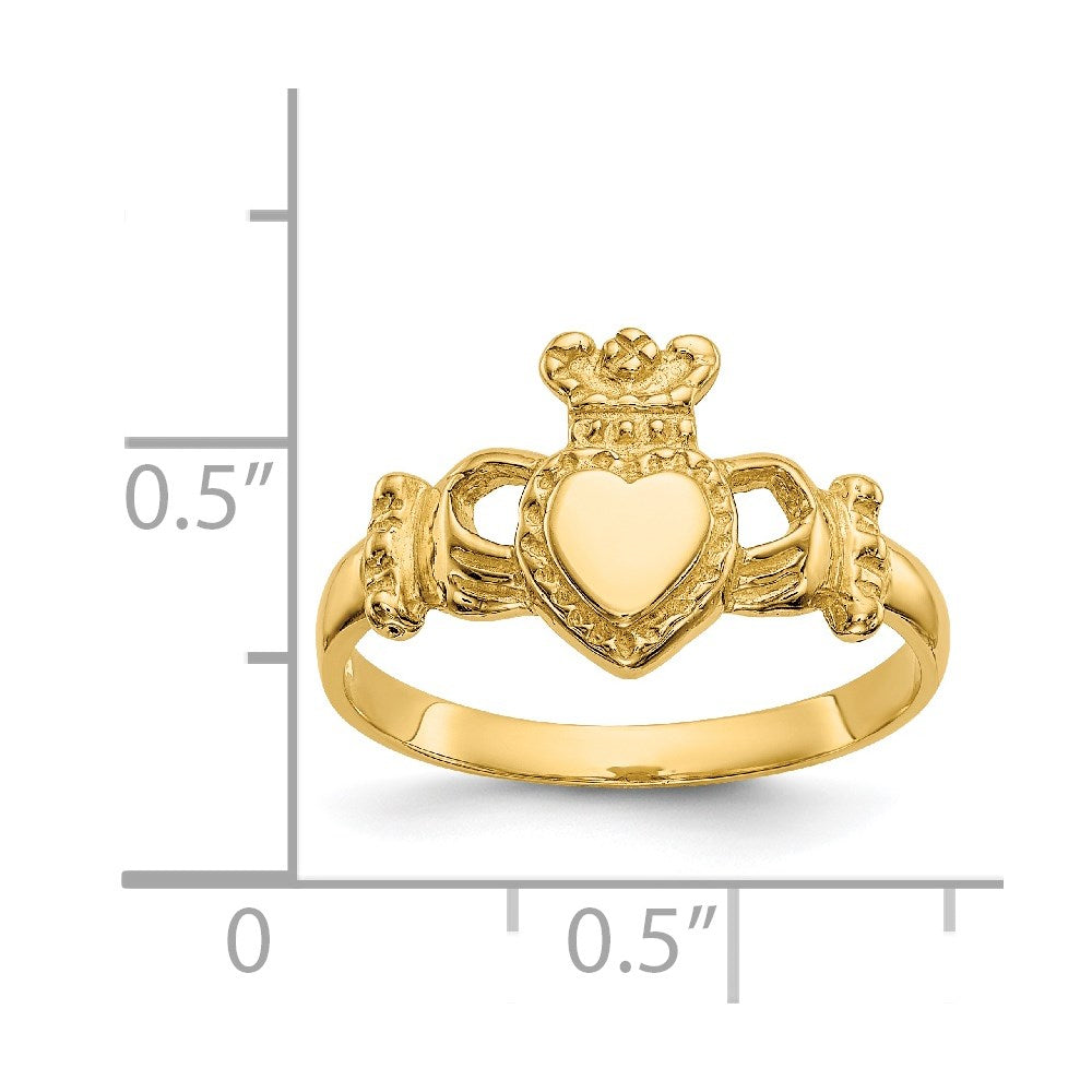 14k Polished Ladies Claddagh Ring Size 6