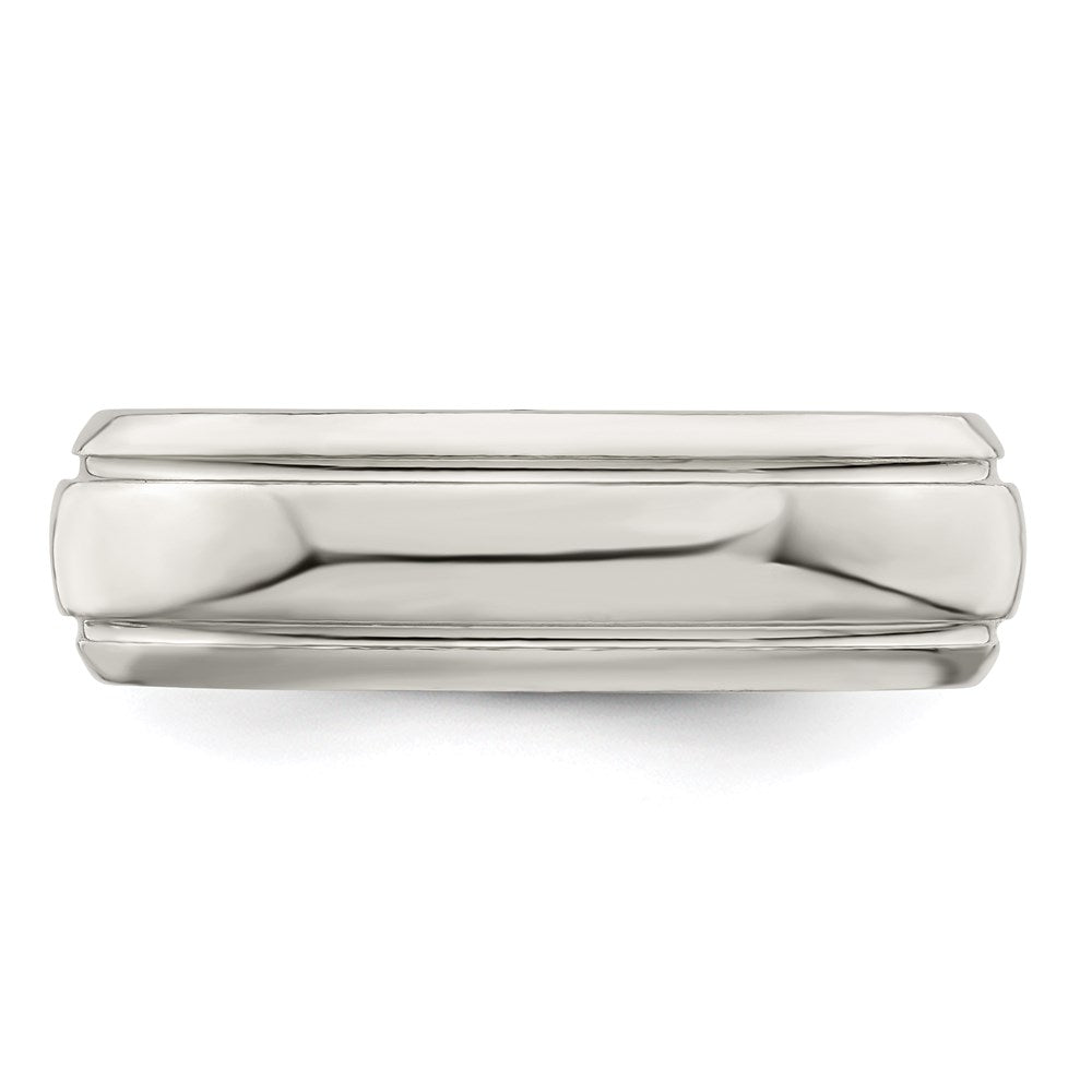 Sterling Silver 6mm Polished Domed with Grooved Beveled Edge Fancy Band Size 12