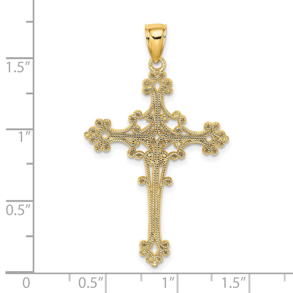 14K Beaded Fancy Cross Charm