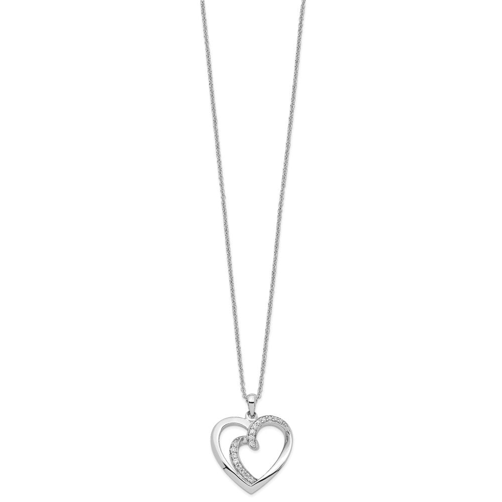 Sentimental Expressions Sterling Silver Rhodium-plated CZ Two Souls Lived As One 18in Heart Necklace 18 Inches