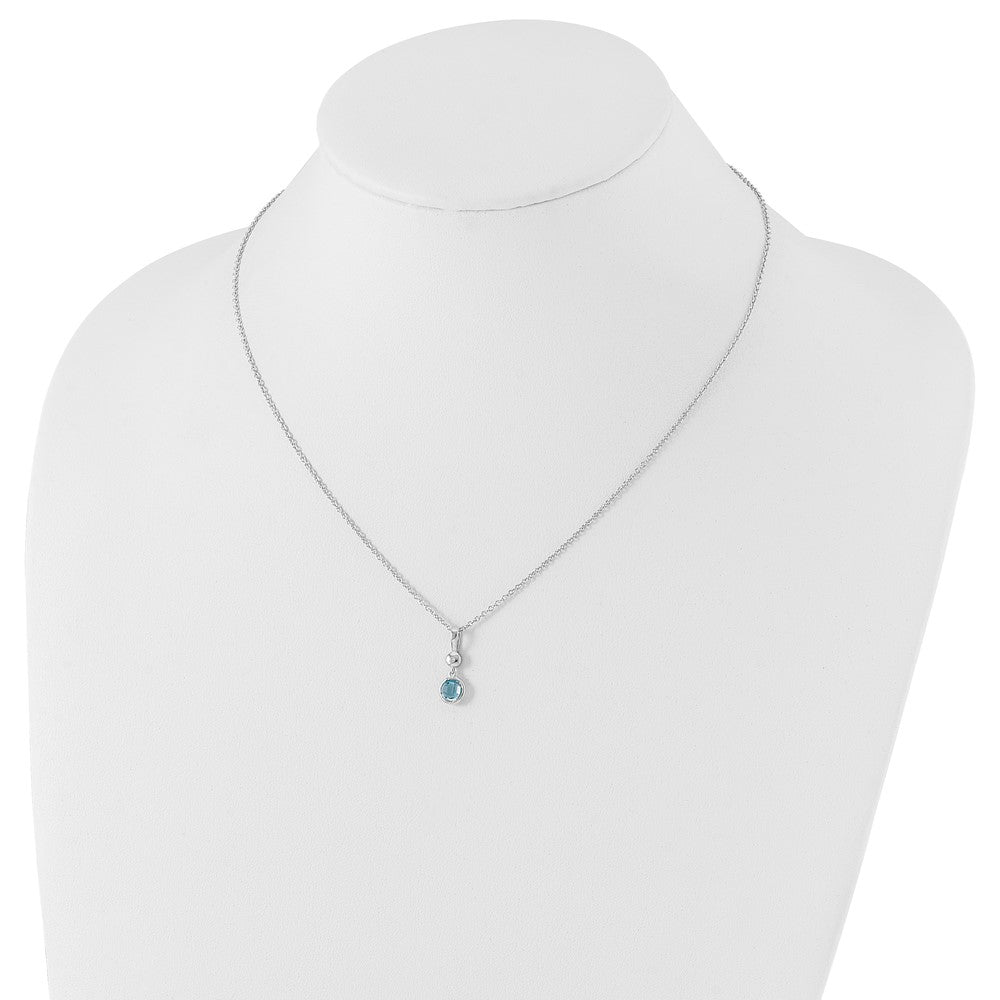 White Ice Sterling Silver Rhodium-plated 18 Inch Blue Topaz and Diamond Necklace with 2 Inch Extender 18 Inches