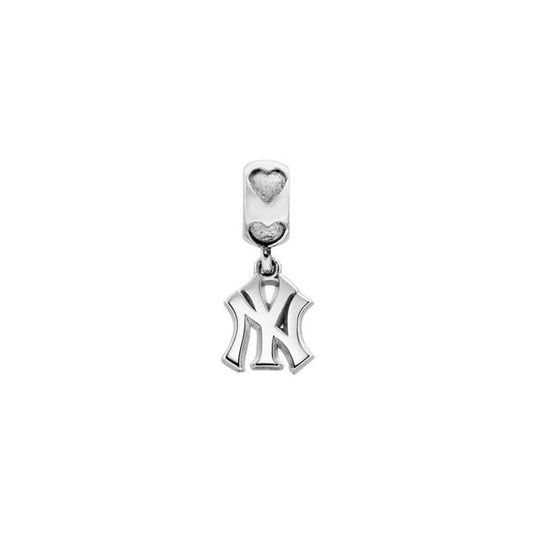 Sterling Silver Rhodium-plated LogoArt New York Yankees NY Heart Bead