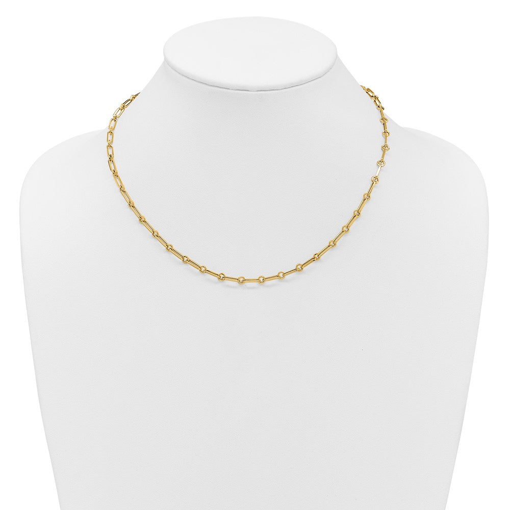 14K Polished Fancy Paperclip Link Necklace