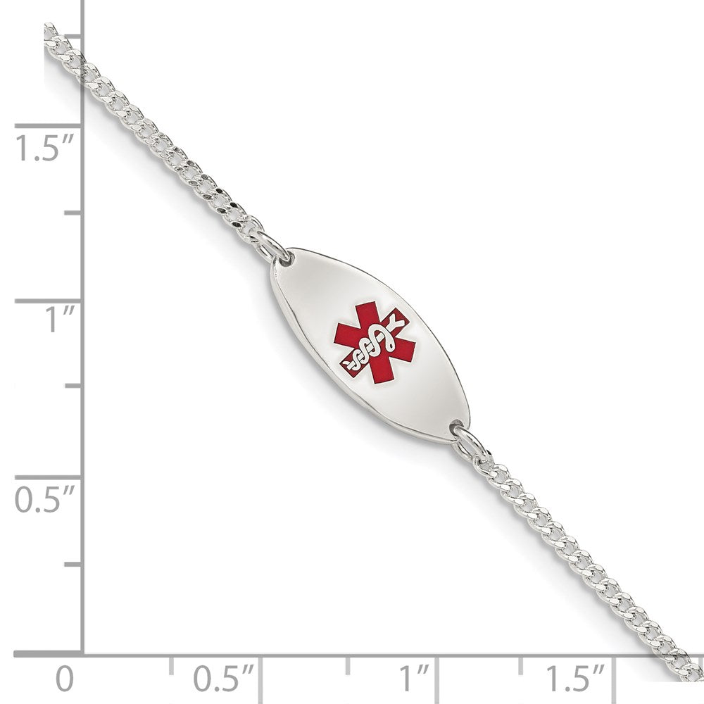 Sterling Silver Rhodium-plated Enamel Medical Jewelry Bracelet 7 inches