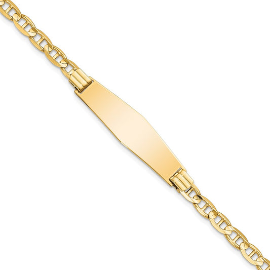 14k Anchor Link Soft Diamond Shape ID Bracelet 8  inches