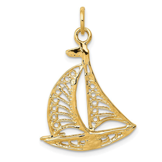 14k Sailboat Charm Yellow Gold