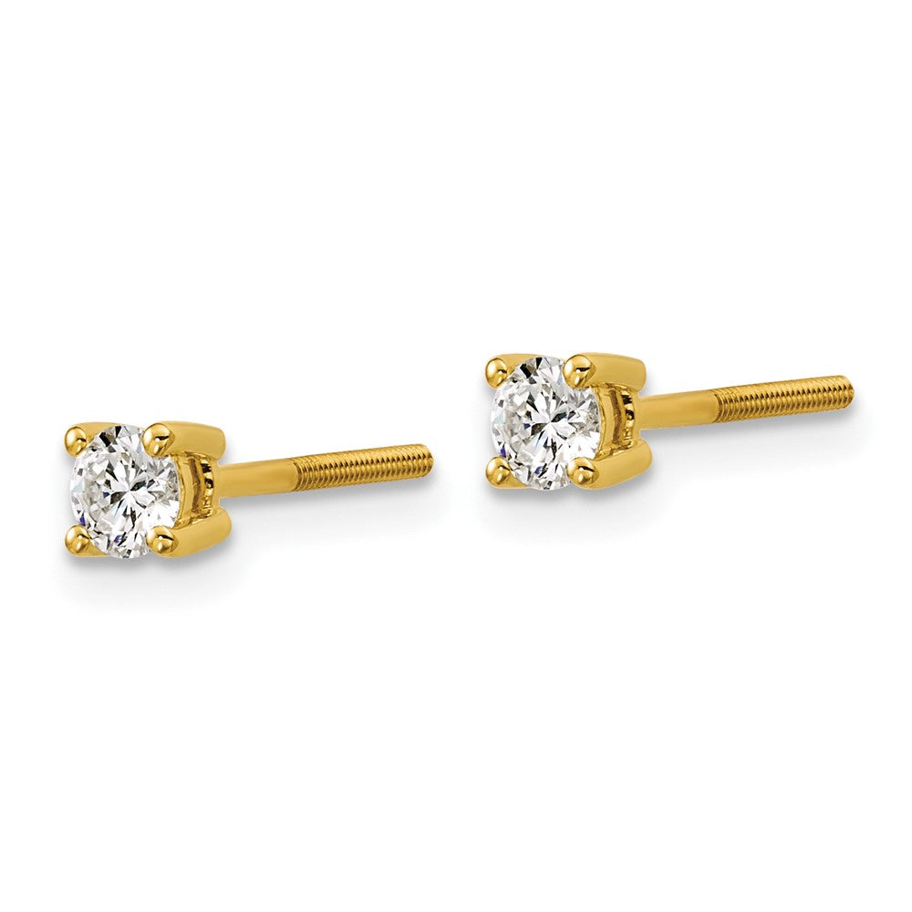 14k Yellow Gold 1/3 ctw Lab Grown Diamond VS/SI+ G+ Round 4 Prong Heavy Wt. Screwback Stud Earrings