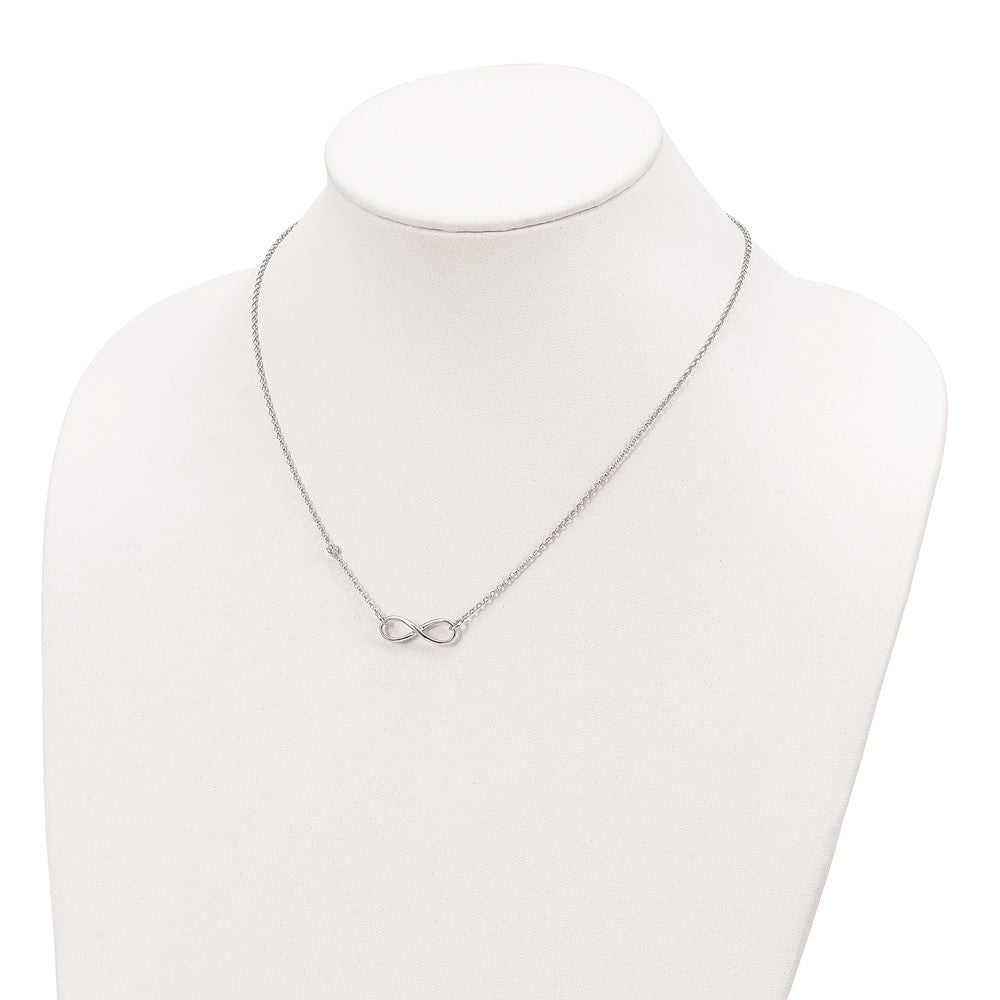 Sterling Silver Rhodium-plated CZ Infinity Knot Necklace 18 Inches