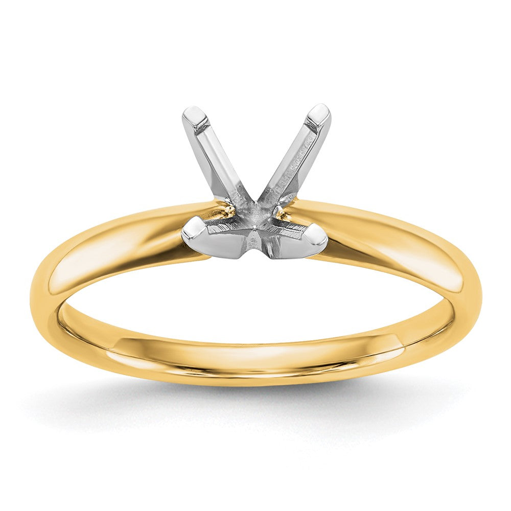 14k Two-Tone 1.25 carat Lightweight Comfort-Fit 4-Prong Round Solitaire Ring Mounting