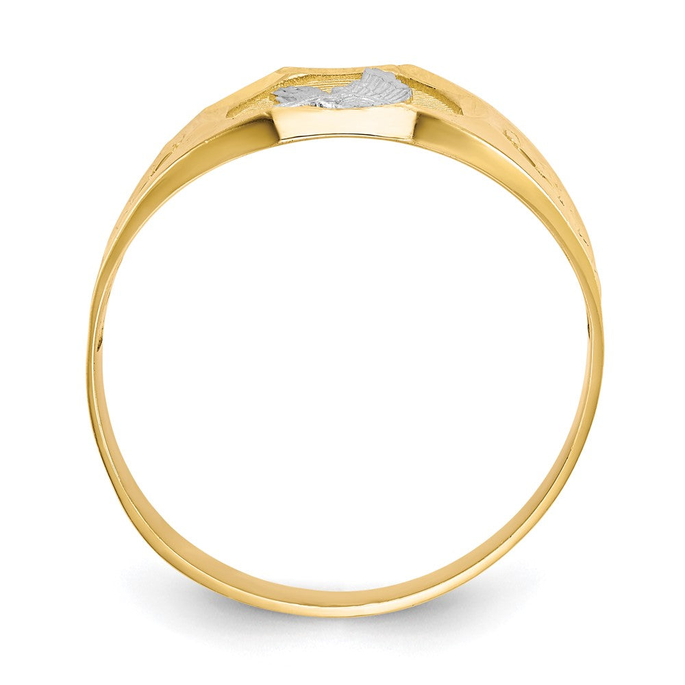 14k and Rhodium Men's Eagle Ring Size 10