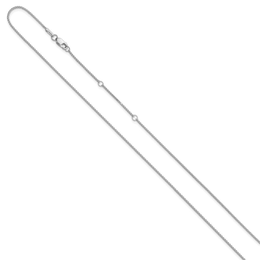10K White Gold 1mm D/C Spiga 1in+1in Adjustable Chain