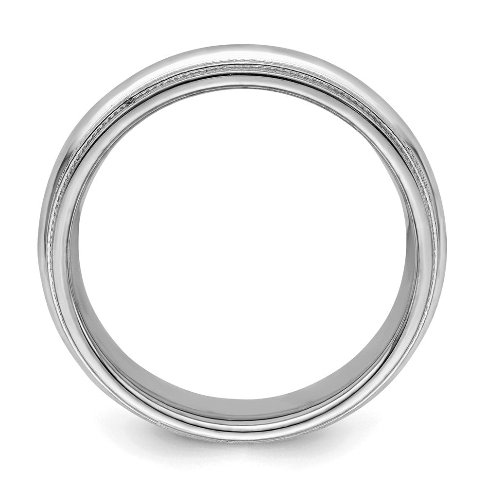 Sterling Silver Rhodium 6mm Comfort Fit Double Milgrain Size 8.5 Band