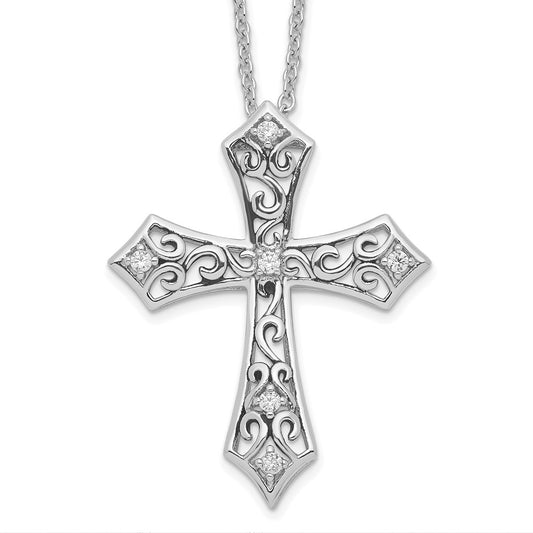 Sentimental Expressions Sterling Silver Rhodium-plated CZ I Still Believe 18in. Necklace 18 Inches