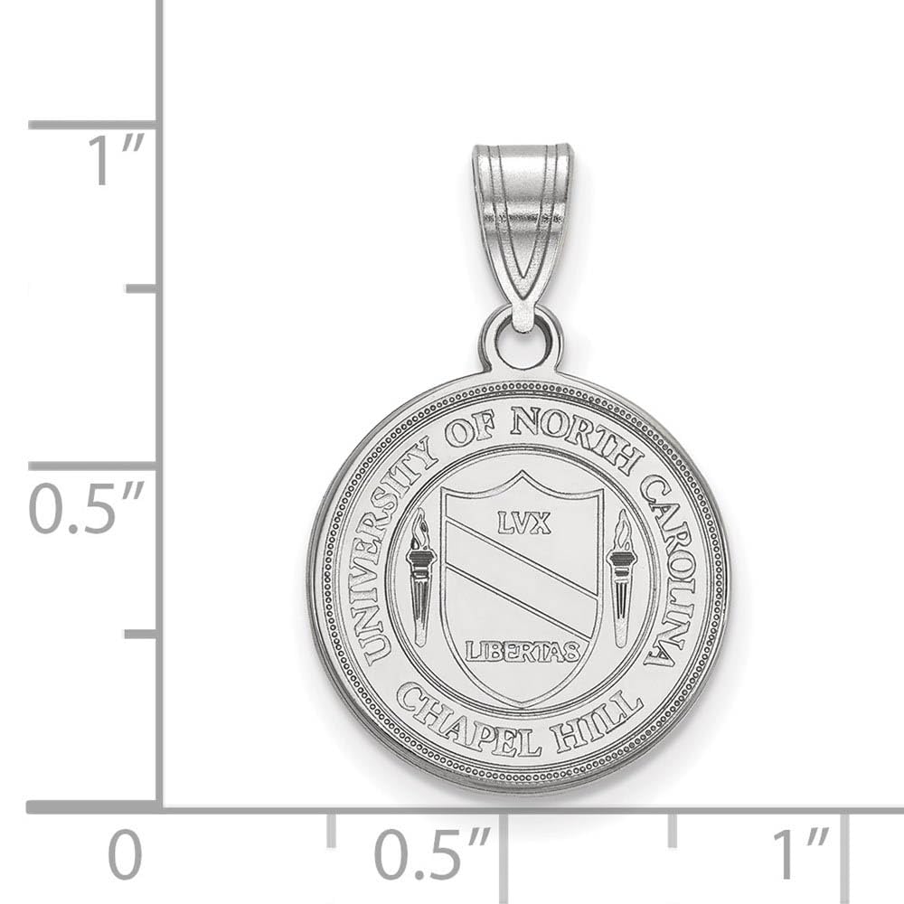 Sterling Silver Rhodium-plated LogoArt University of North Carolina Medium Crest Pendant Q-SS057UNC