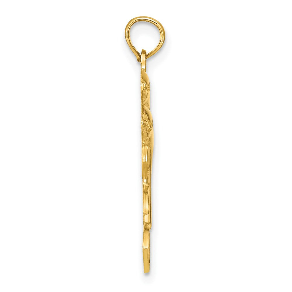14K 2-D Two Jumping Dolphins Charm