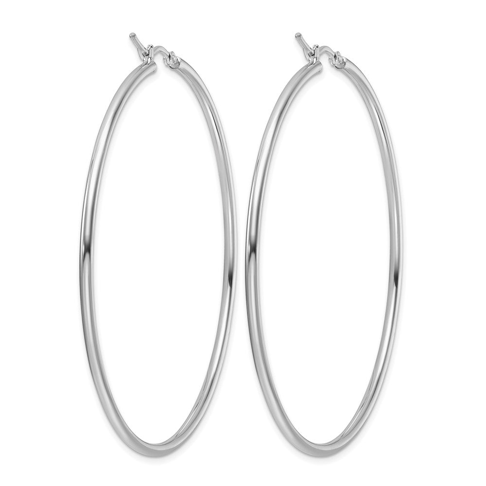 14k White Gold Polished 2x60mm Polished Hoop Earrings