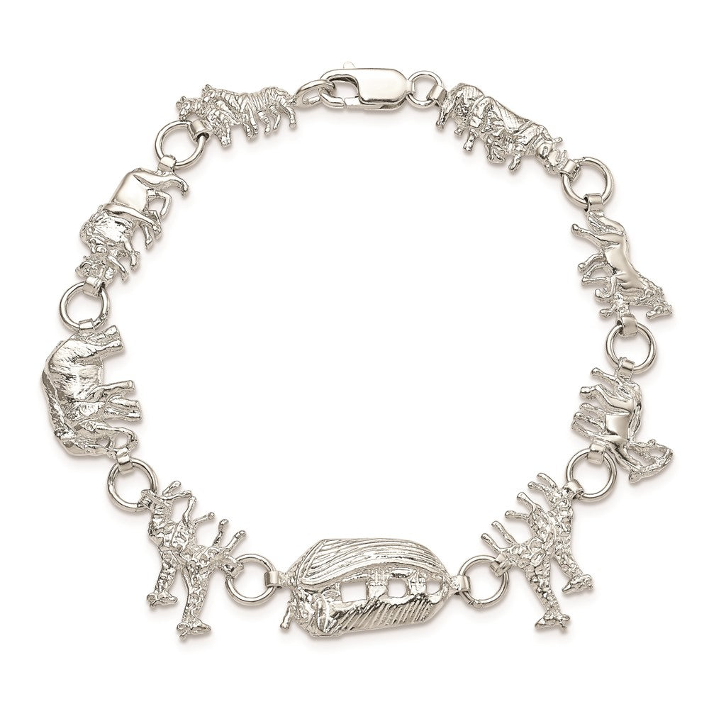 Sterling Silver Noah's Ark Bracelet 7 inches